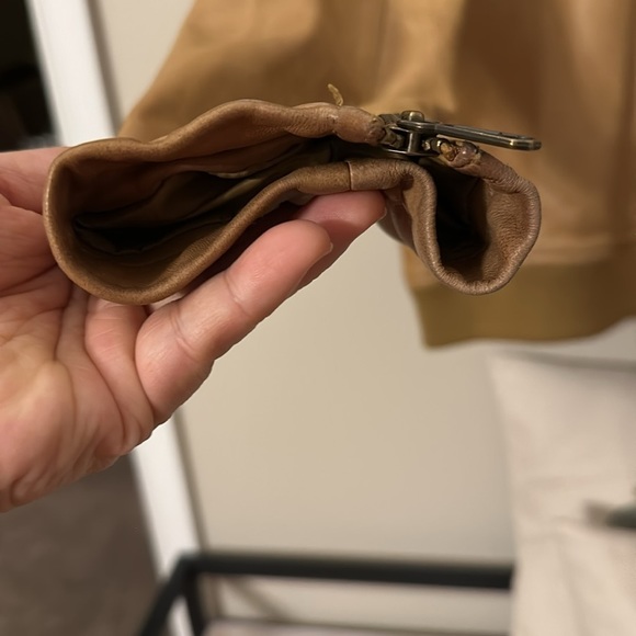 Used Tan Leather Motorcycle Style Gap Jacket - Picture 10 of 17